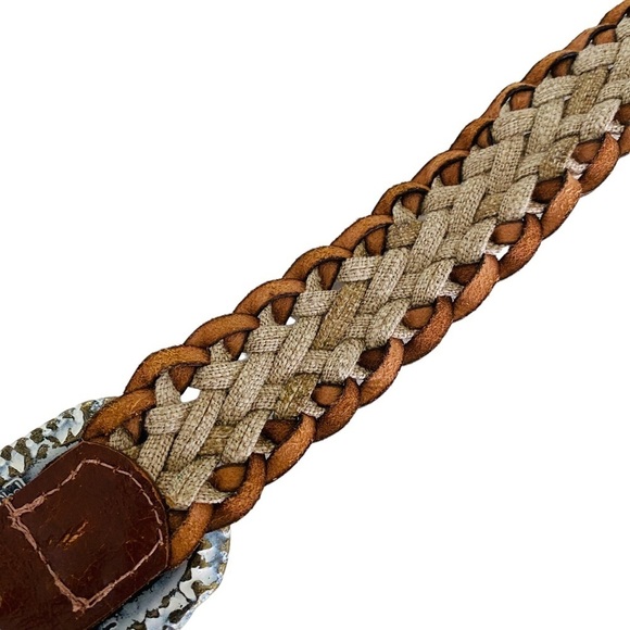 FIBEL Made in Italy Woven Leather Belt w Heavy Metal Buckle main image 11